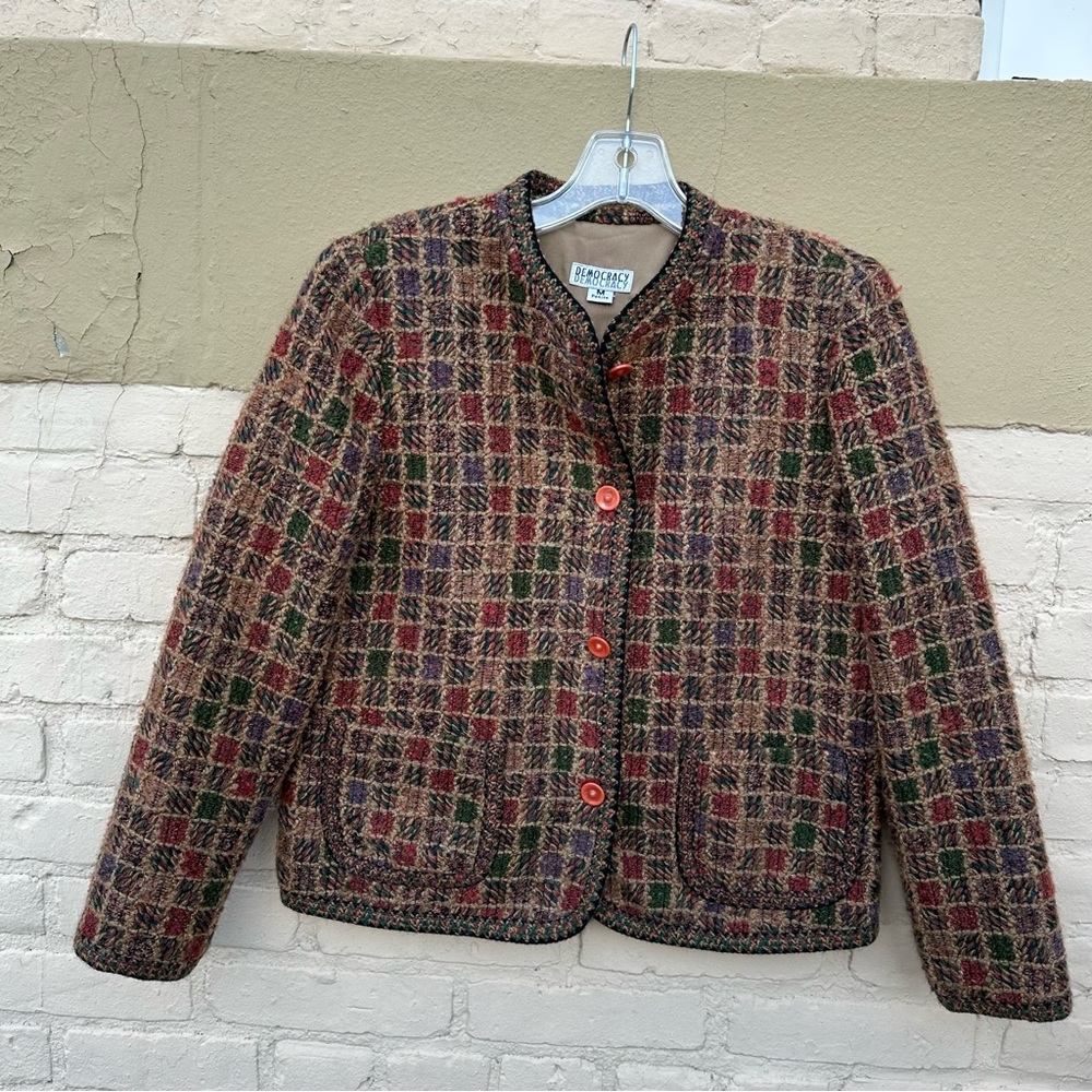 Democracy Retro Checker Knit Blazer